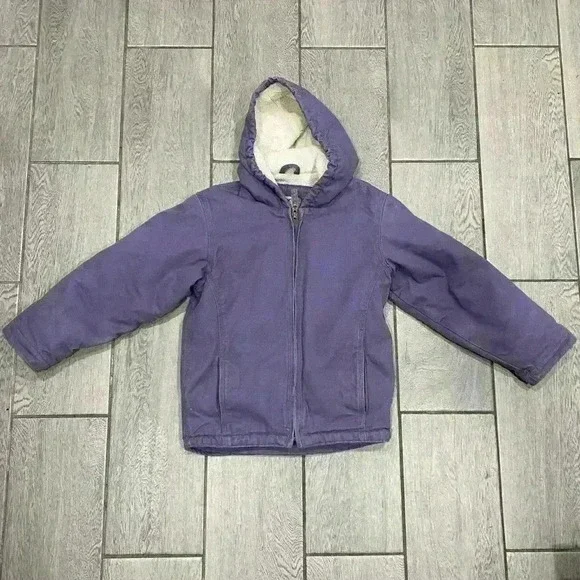 Blue Mountain Girl's Sherpa-Lined Hooded Jacket Sanded Duck Size Small - Picture 2 of 4